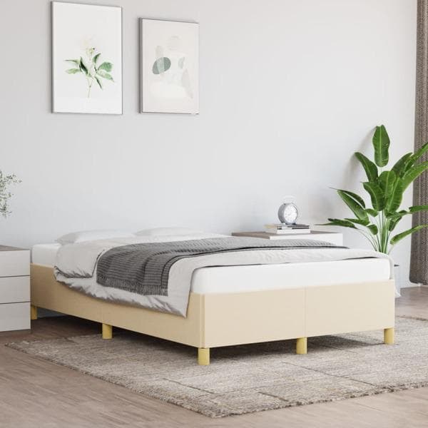vidaXL Sängram gräddvit 120x200 cm tyg Kräm