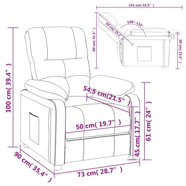 vidaXL Reclinerfåtölj gräddvit tyg Creme