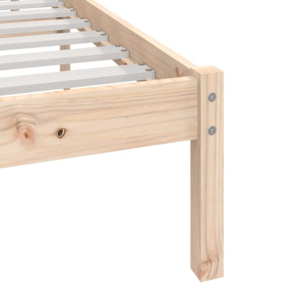 vidaXL Sängram massiv furu 90x200 cm Brun