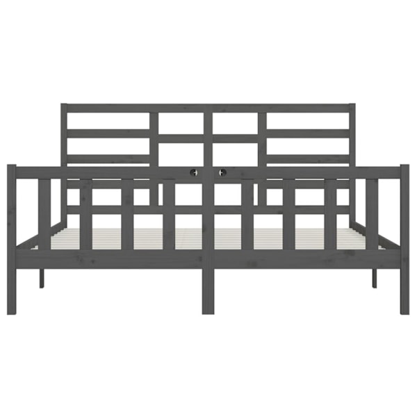 vidaXL Sängram grå massiv furu 200x200 cm Grå
