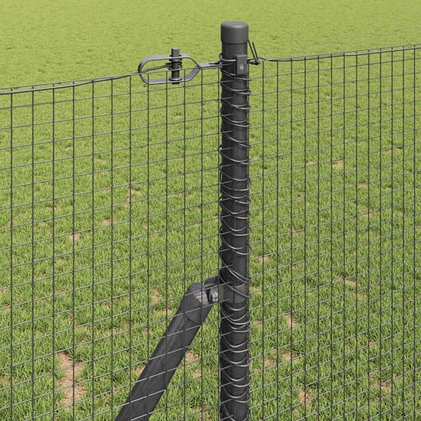 vidaXL Svetsat trådgaller markfäste 25 x 1 m PVC-belagda stål Grå Mesh Grå