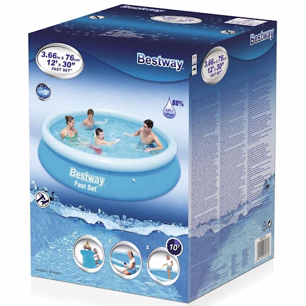 Bestway Pool uppblåsbar Fast Set rund 366x76 cm 57273 Blå