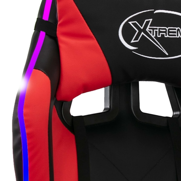 vidaXL Gamingstol med RGB LED-lampor röd och svart konstläder multifärg
