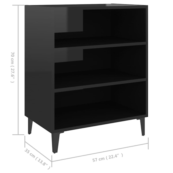 vidaXL Skänk svart högglans 57x35x70 cm spånskiva Svart
