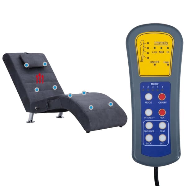 vidaXL Massageschäslong med kudde grå konstmocka grå
