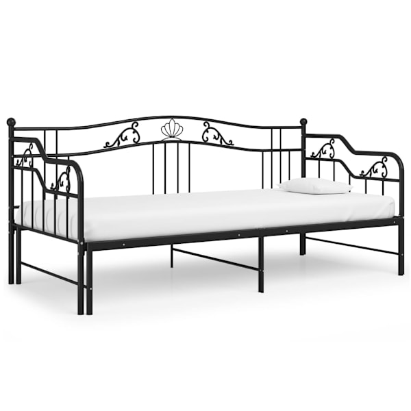 vidaXL Utdragbar sängram bäddsoffa svart metall 90x200 cm Svart