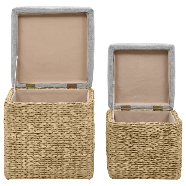 vidaXL Ottoman set 2 delar sjögräs grå grå