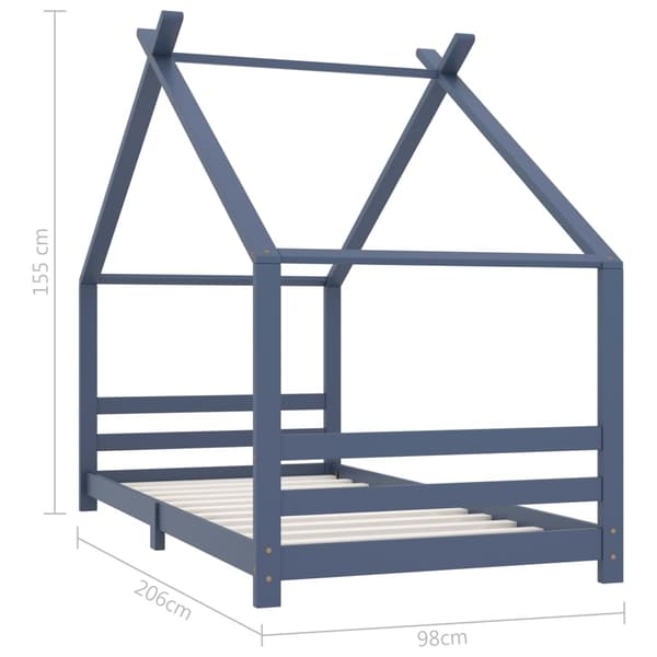 vidaXL Barnsäng grå massiv furu 90x200 cm grå