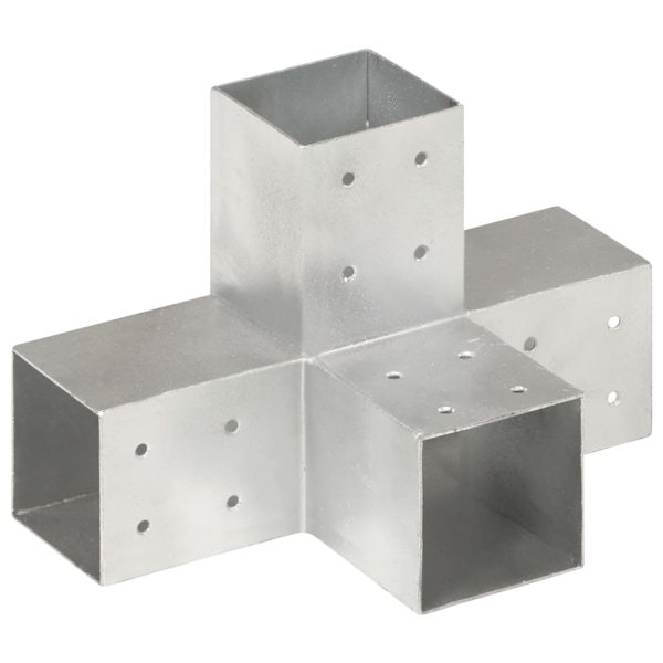 vidaXL Stolpbeslag 4 st X-form galvaniserad metall 81x81 mm Silver