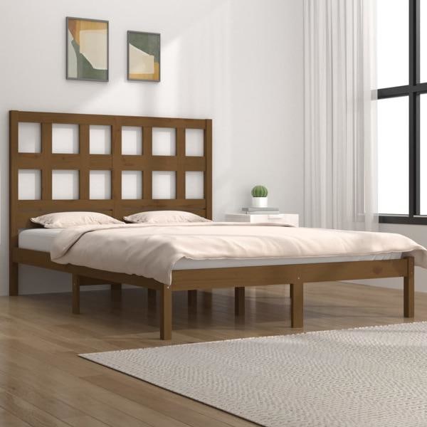 vidaXL Sängram honungsbrun massiv furu 120x200 cm enkelsäng Brun