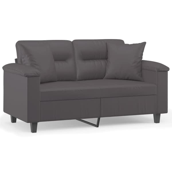 vidaXL 2-sits soffa med prydnadskuddar grå 120 cm konstläder Grå