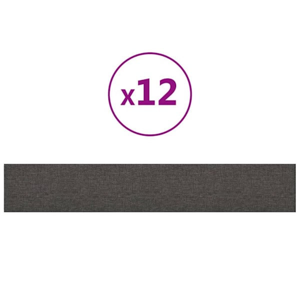 vidaXL Väggpaneler 12 st mörkgrå 90x15 cm tyg 1,62 m² Grå
