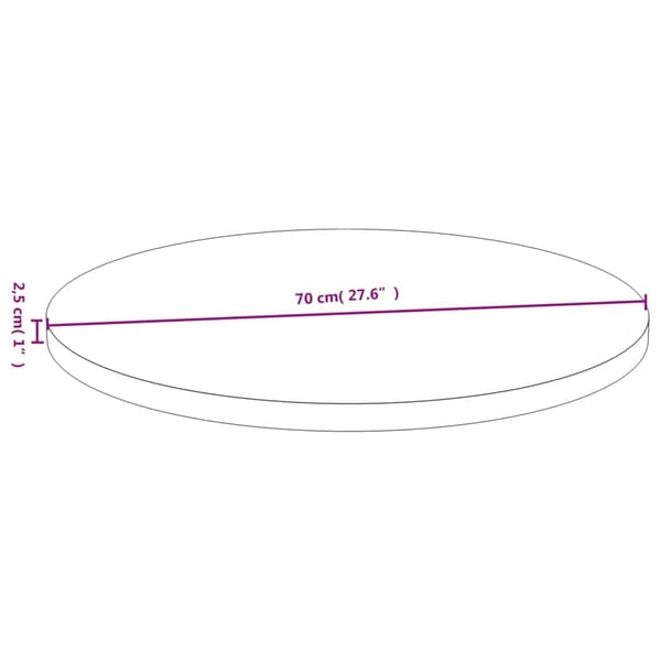 vidaXL Bordsskiva Ø70x2,5 cm bambu Brun