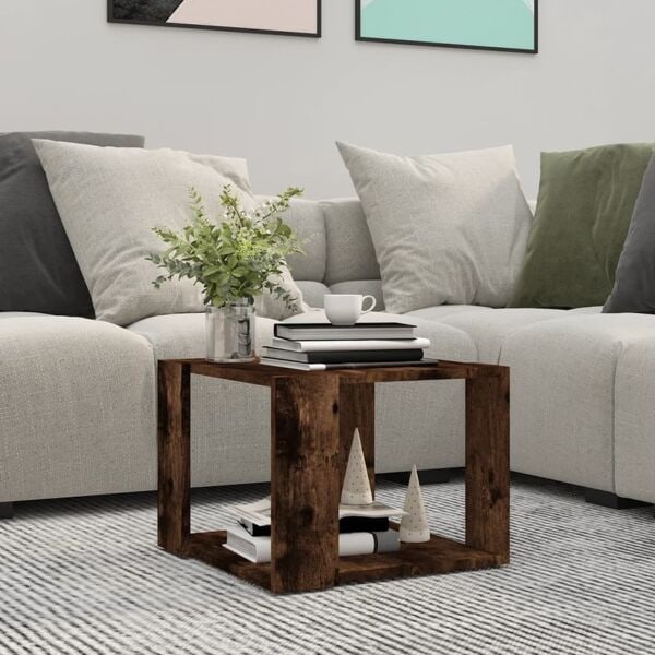 vidaXL Soffbord rökfärgad ek 40x40x30 cm konstruerat trä Brun