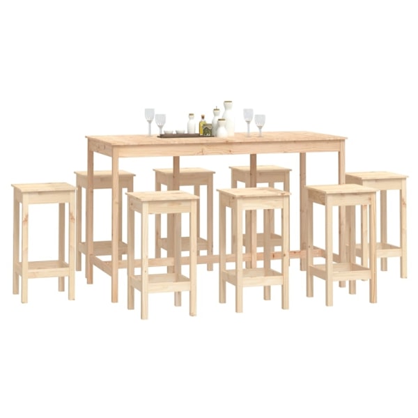 vidaXL Barmöbler 9 delar massiv furu Brun