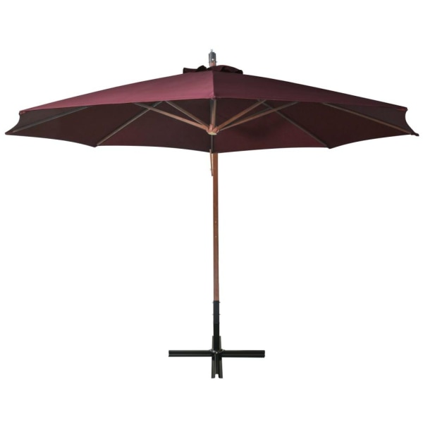 vidaXL Hängande parasoll med stång vinröd 3,5x2,9 m massivt gran Röd