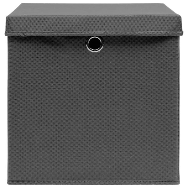 vidaXL Förvaringslådor med lock 4 st grå 32x32x32 cm tyg grå