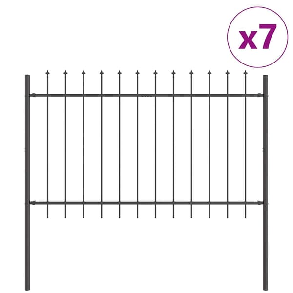 vidaXL Trädgårdsstängsel 7 pcs Grå 11,9 x 1,2 m Pulverlackerad stål Grå