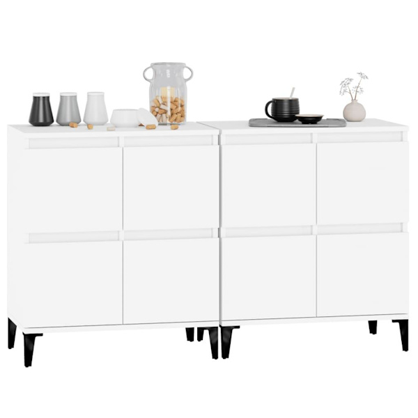 vidaXL Skänk 2 st vit 60x35x70 cm konstruerat trä Vit