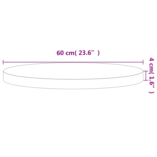 vidaXL Bordsskiva Ø60x4 cm rund massivt bokträ Brun