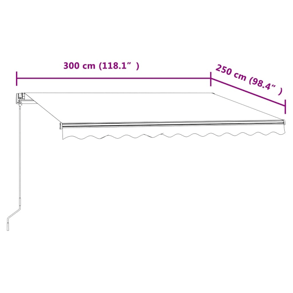 vidaXL Markis automatiskt infällbar 300x250 cm antracit Antracit