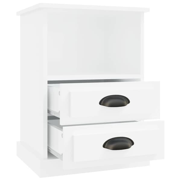 vidaXL Sängbord vit högglans 43x36x60 cm Vit