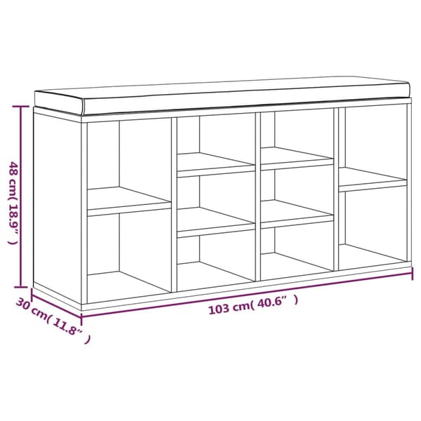 vidaXL Skobänk vit högglans 103x30x48 cm konstruerat trä Vit