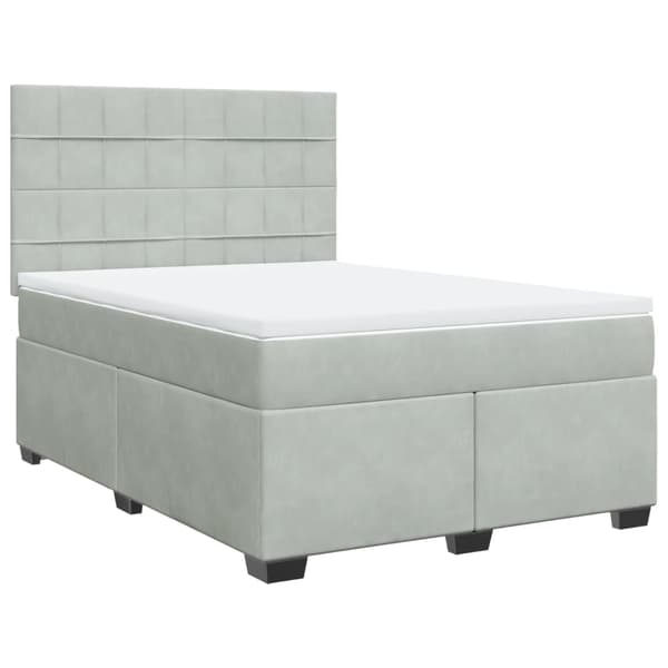 vidaXL Ramsäng med madrass ljusgrå 160x200 cm sammet Grå