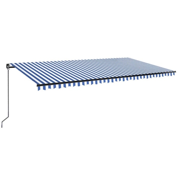 vidaXL Markis manuellt infällbar med LED 600x350 cm blå och vit Blå