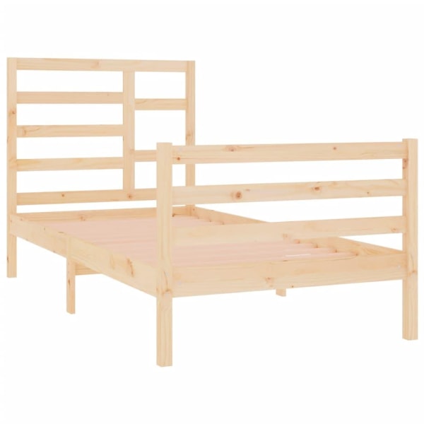 vidaXL Sängram massivt trä 75x190 cm Brun