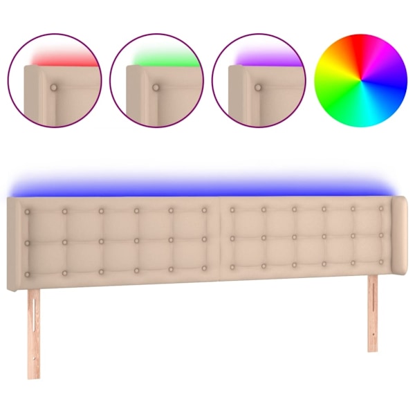 vidaXL Sänggavel LED cappuccino 183x16x78/88 cm konstläder Brun