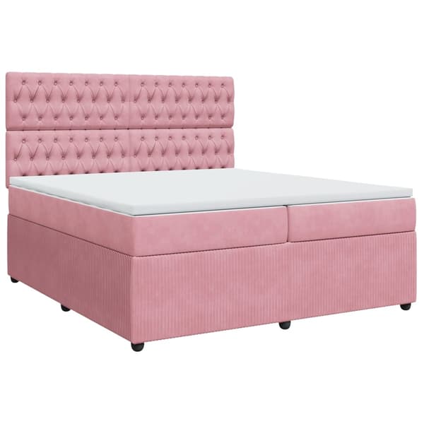 vidaXL Ramsäng med madrass rosa 200x200 cm sammet Rosa