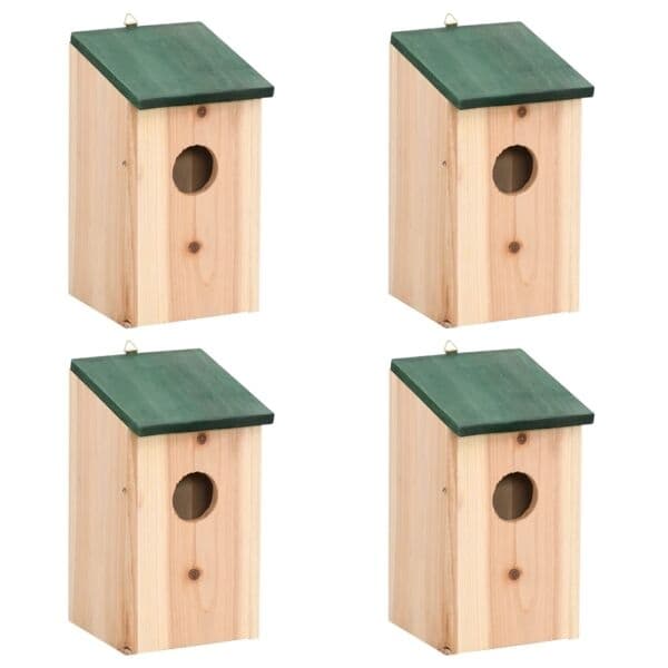 vidaXL Fågelholk i trä 4-pack Beige
