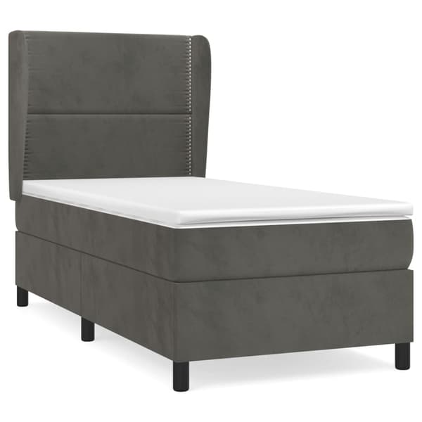 vidaXL Ramsäng med madrass mörkgrå 100x200 cm sammet Grå