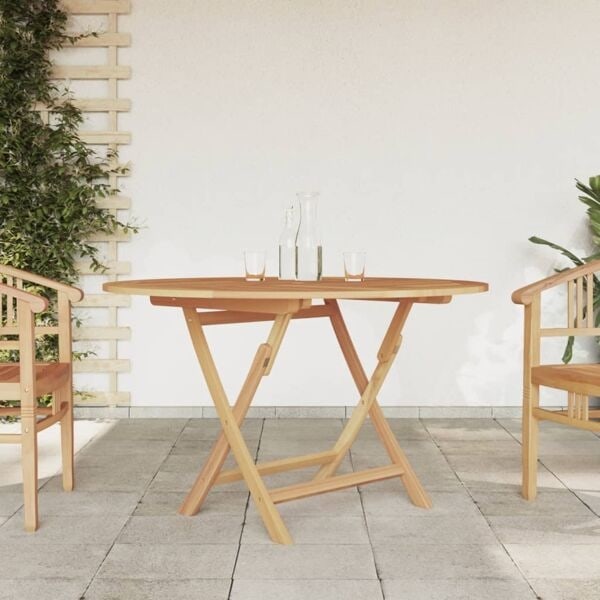 vidaXL Hopfällbart trädgårdsbord Ø 110x75 cm massiv teak Brun