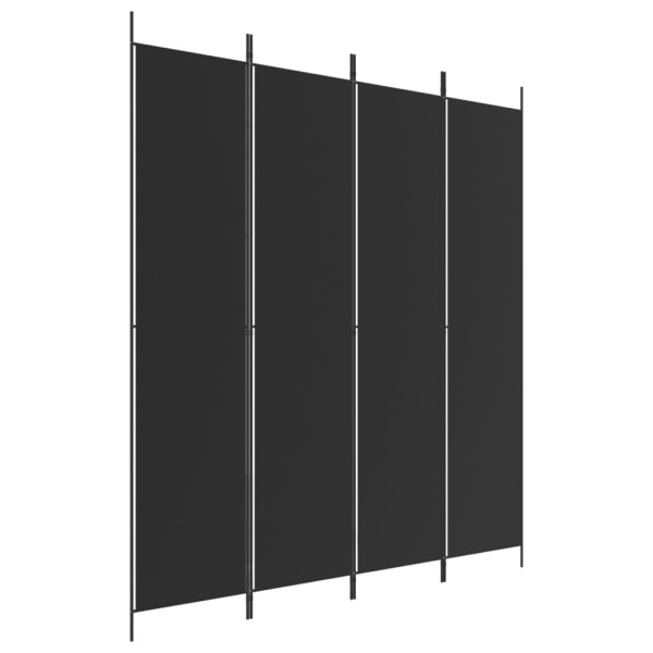 vidaXL Rumsavdelare 4 paneler svart 200x220 cm tyg Svart
