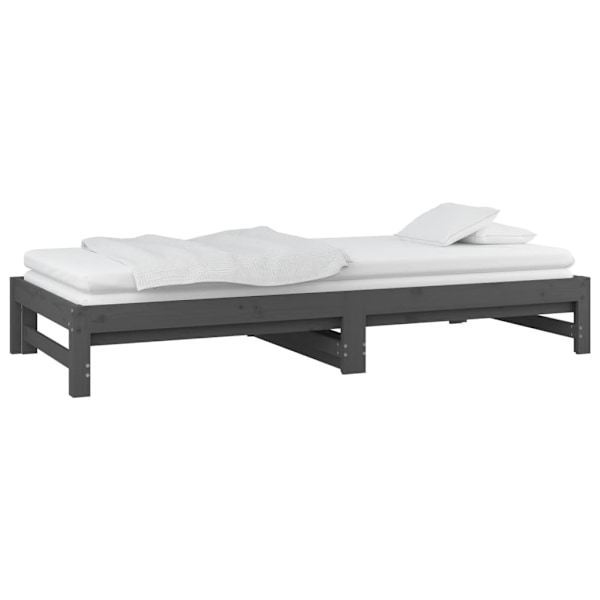 vidaXL Utdragbar dagbädd grå 2x(90x200) cm massiv furu Grå