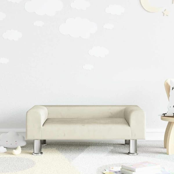 vidaXL Barnsoffa gräddvit 70x45x26,5 cm sammet Kräm