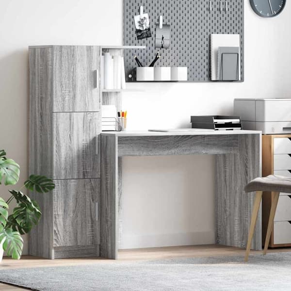 vidaXL Skrivbord 2 pcs Grå Sonoma Grå