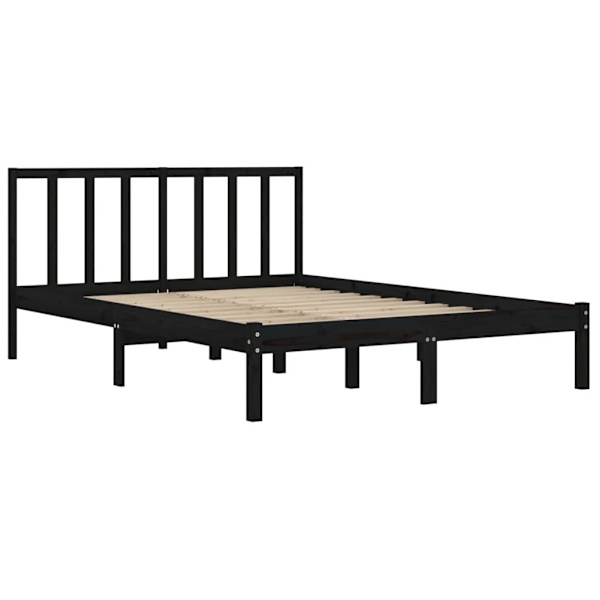 vidaXL Sängram svart massiv furu 120x190 cm Svart