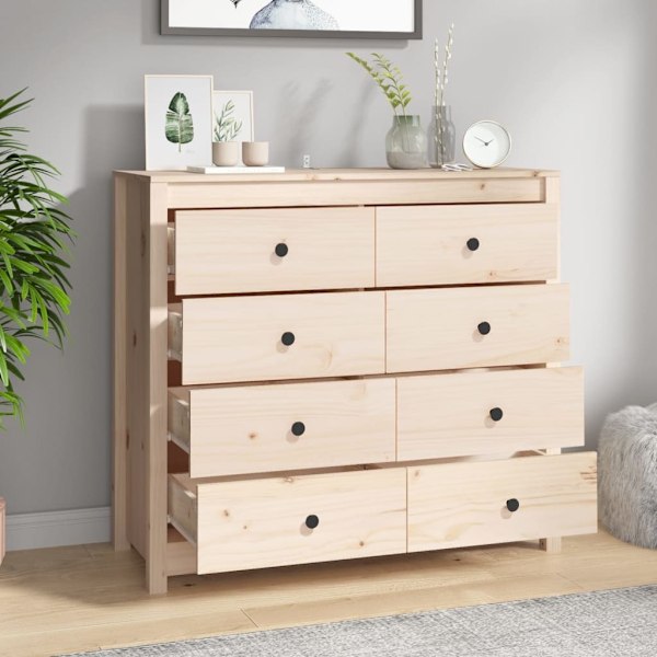 vidaXL Sidoskåp 100x40x90 cm massiv furu Brun