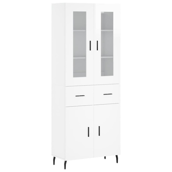 vidaXL Högskåp högglans vit 69,5x34x180 cm konstruerat trä Vit