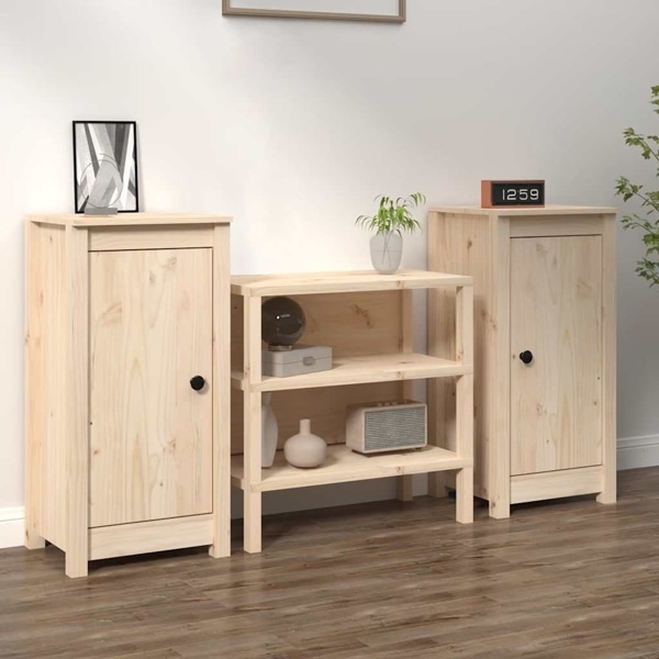 vidaXL Skänkar 2 st 39x35x80 cm massiv furu Brun