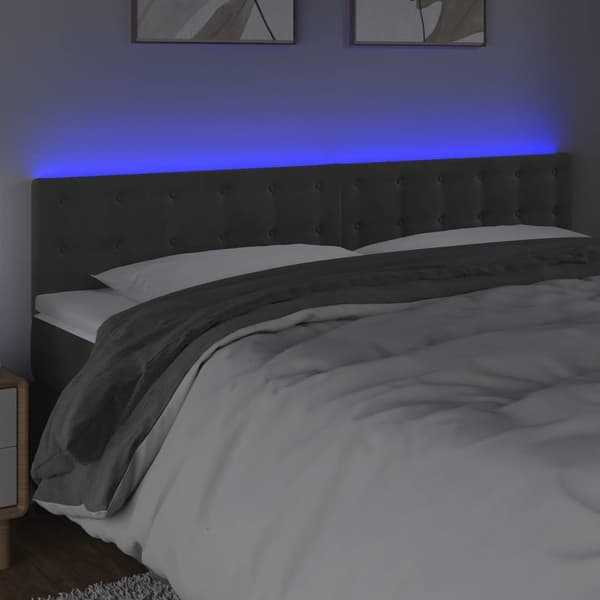 vidaXL Sänggavel LED mörkgrå 180x5x78/88 cm sammet Grå