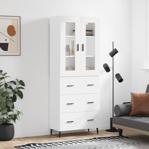 vidaXL Högskåp vit 69,5x34x180 cm konstruerat trä Vit