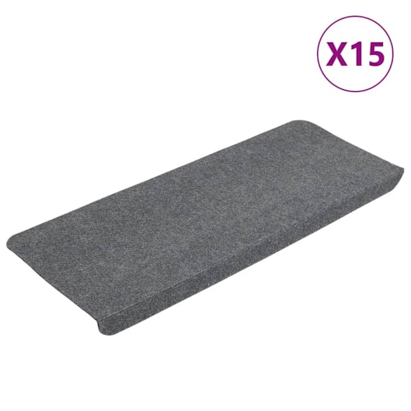 vidaXL Trappstegsmattor självhäftande 15 st 65x24,5x3,5 cm grå grå