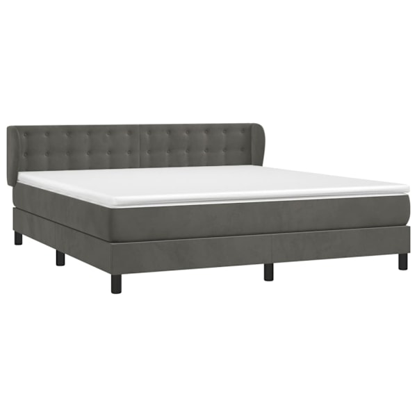 vidaXL Ramsäng med madrass mörkgrå 180x200 cm sammet Grå