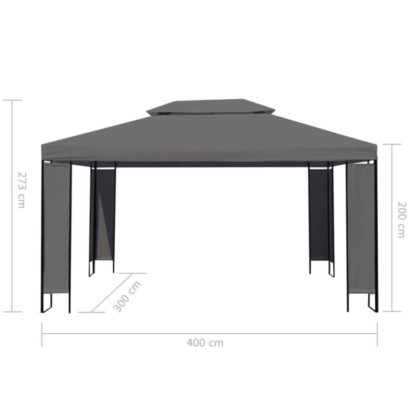 vidaXL Paviljong med ljusslinga LED antracit 3x4 m Antracit