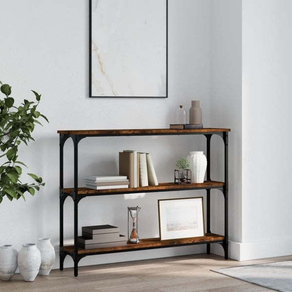 vidaXL Avlastningsbord rökfärgad ek 100x22,5x75 cm konstruerat trä Brun
