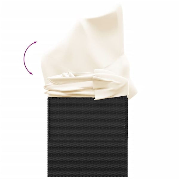 vidaXL Solsäng med tak och dynor svart konstrotting Svart